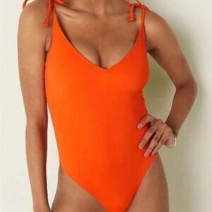 NWT Victoria’s Secret Orange One Piece Swimsuit With Adjustable Tie Shoulder
